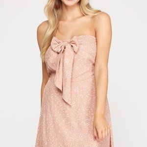 She + Sky Strapless Dress. Size Large, Color: Rose
